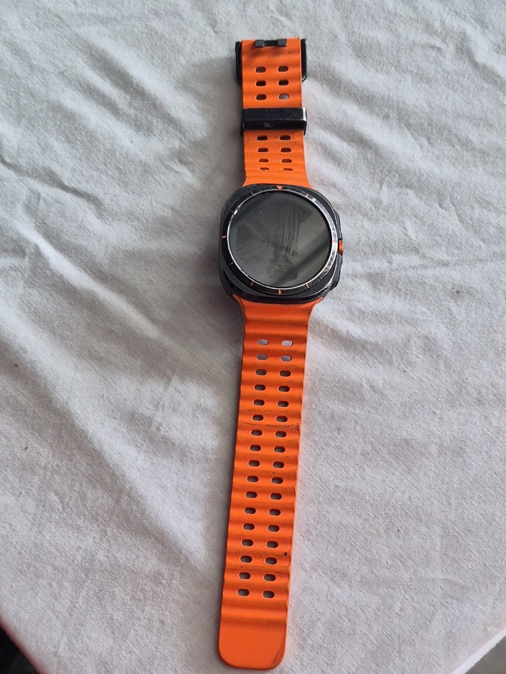 Samsung Orange Silicone Sport Smartwatch with Black Bezel